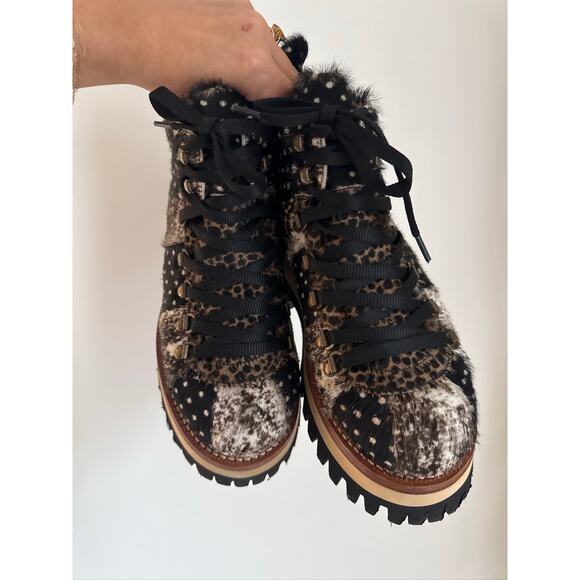 Cappelletti Pedula Trek Donna Italian Made Calf Hair Lug Sole Platform Boots, 38 - Picture 3 of 7